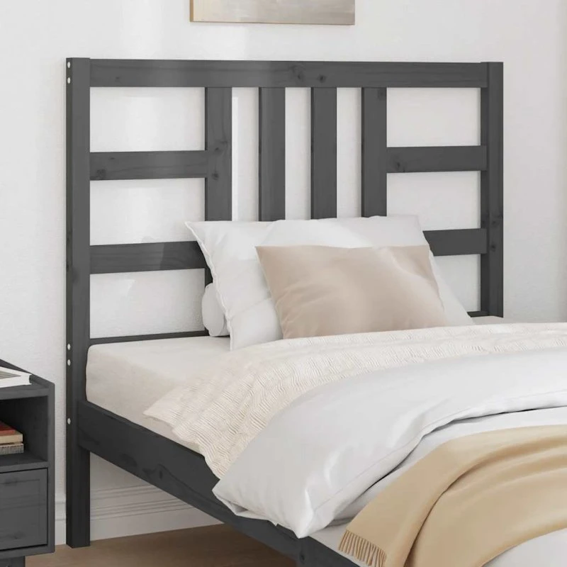 vidaXL sengegærde 106x4x100 cm massivt fyrretræ grå