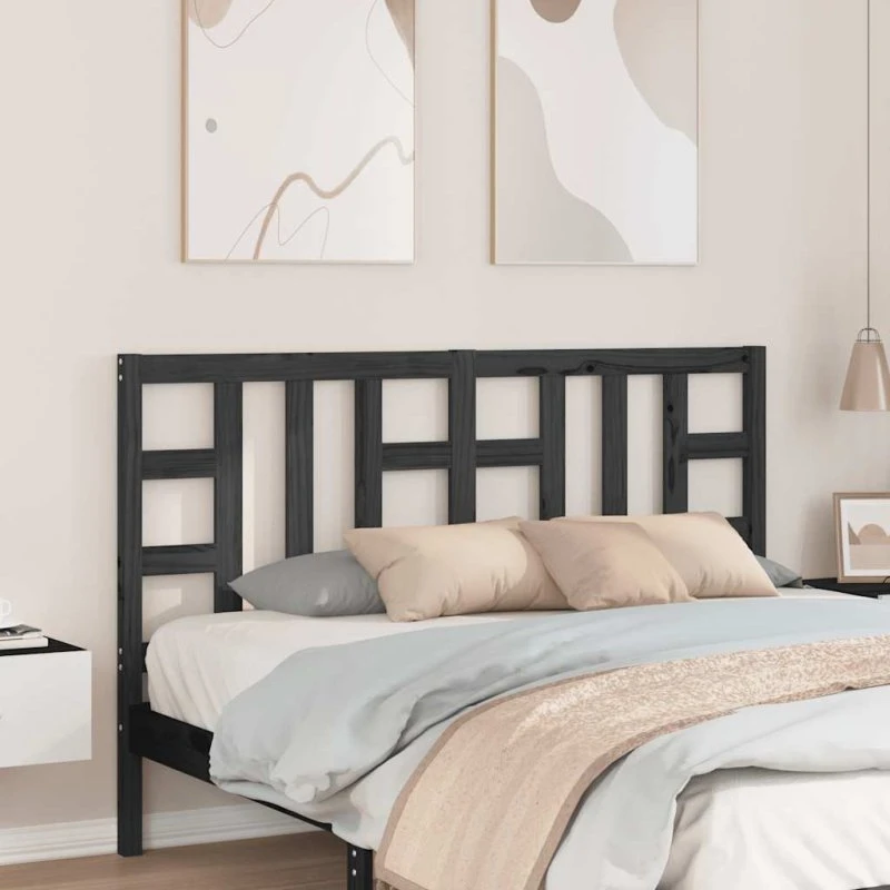 vidaXL sengegærde 166x4x100 cm massivt fyrretræ, sort