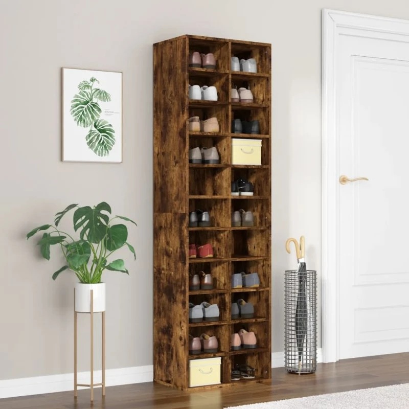 vidaXL skoreol 54x34x183 cm – konstrueret træ, røget egetræ