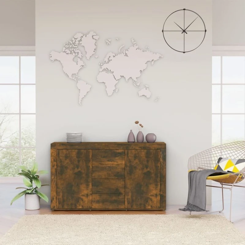 vidaXL skænk 120x36x69 cm konstrueret træ, røget eg