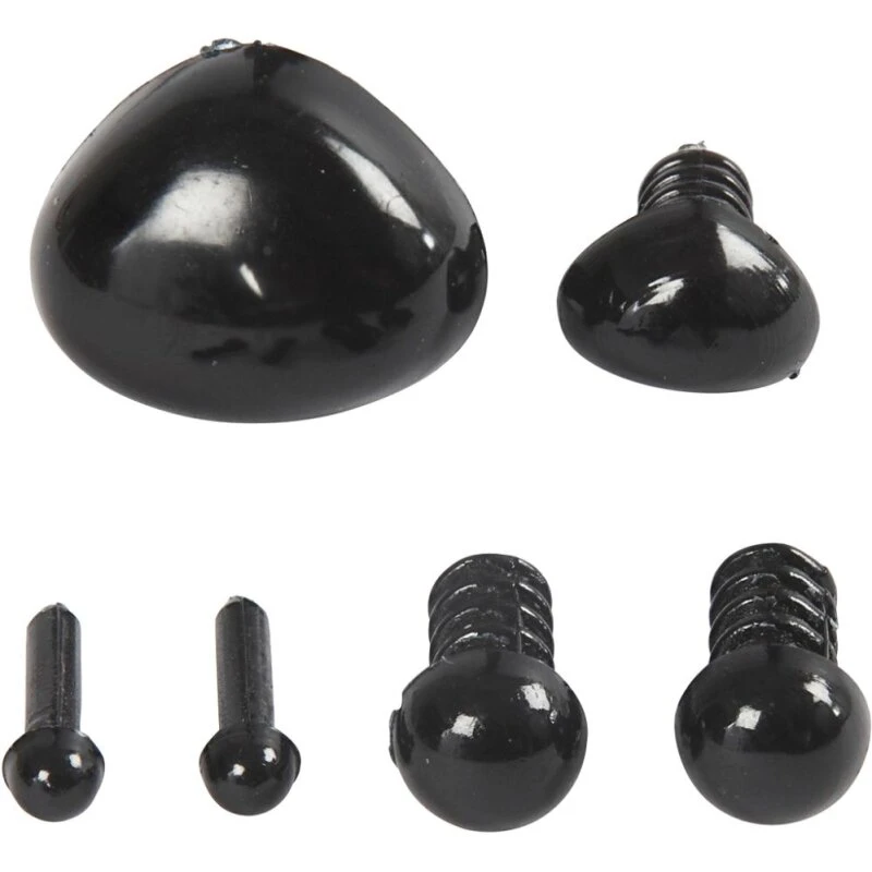 Dekorationsdele Øjne & Snuder 20 sæt, sort 8x6/14x11 mm