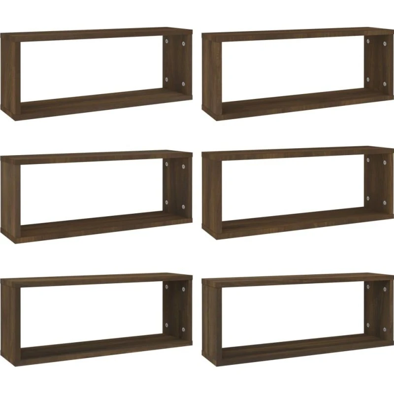 vidaXL væghylder 6 stk 60x15x23 cm - brun egetræ