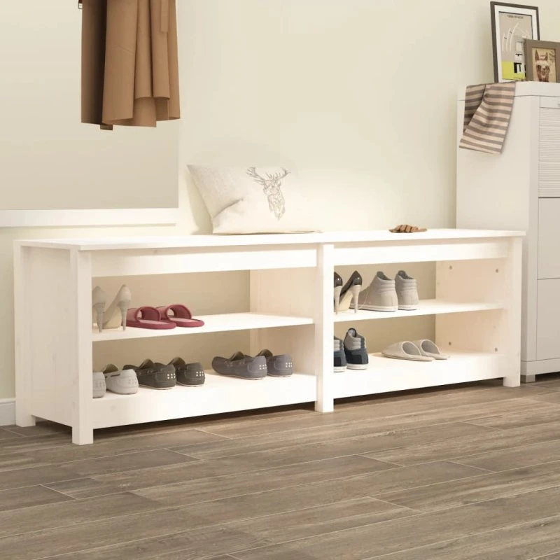 vidaXL skobænk 160x36,5x50 cm massivt fyrretræ hvid