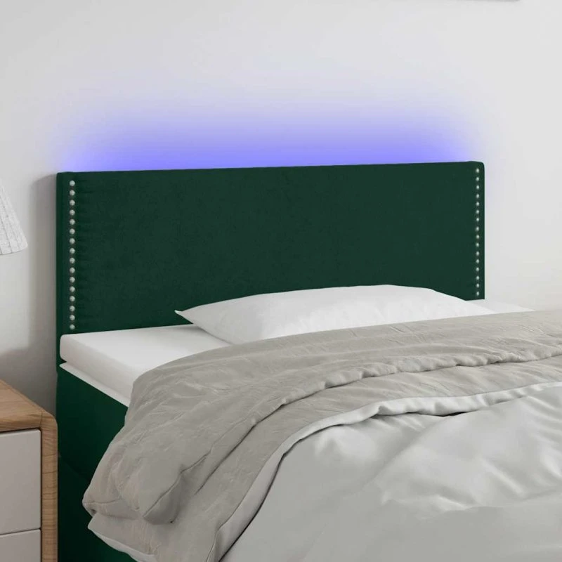 vidaXL Sengegavl med LED 100x5x78/88 cm velour mørkegrøn