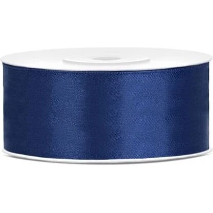 Satinbånd 25 m x 25 mm – mørkeblå