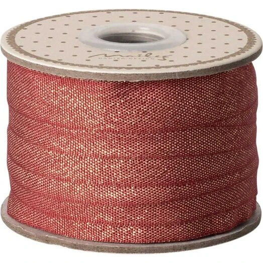 Maileg Bånd 18 mm x 10 m – Rød/Guld