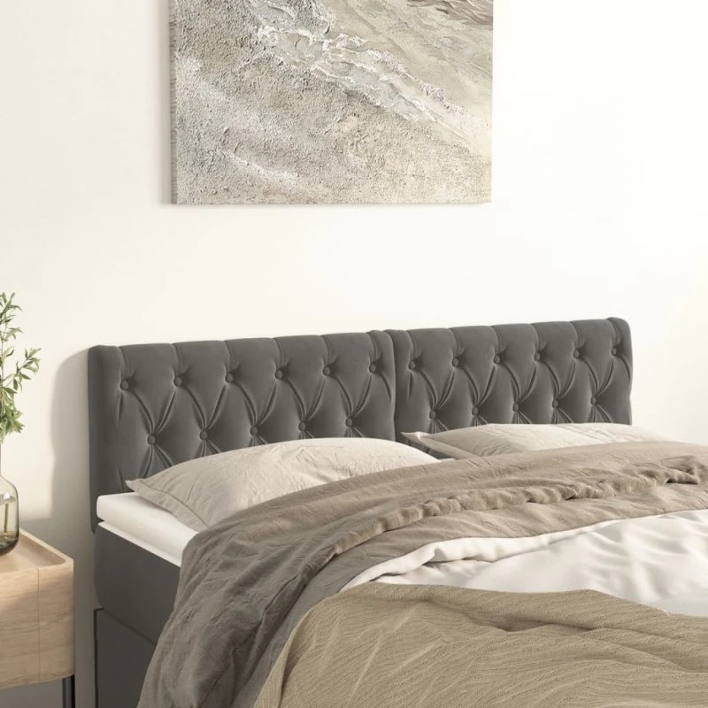 vidaXL Sengegavle 2 stk. 80x7x78/88 cm fløjl mørkegrå