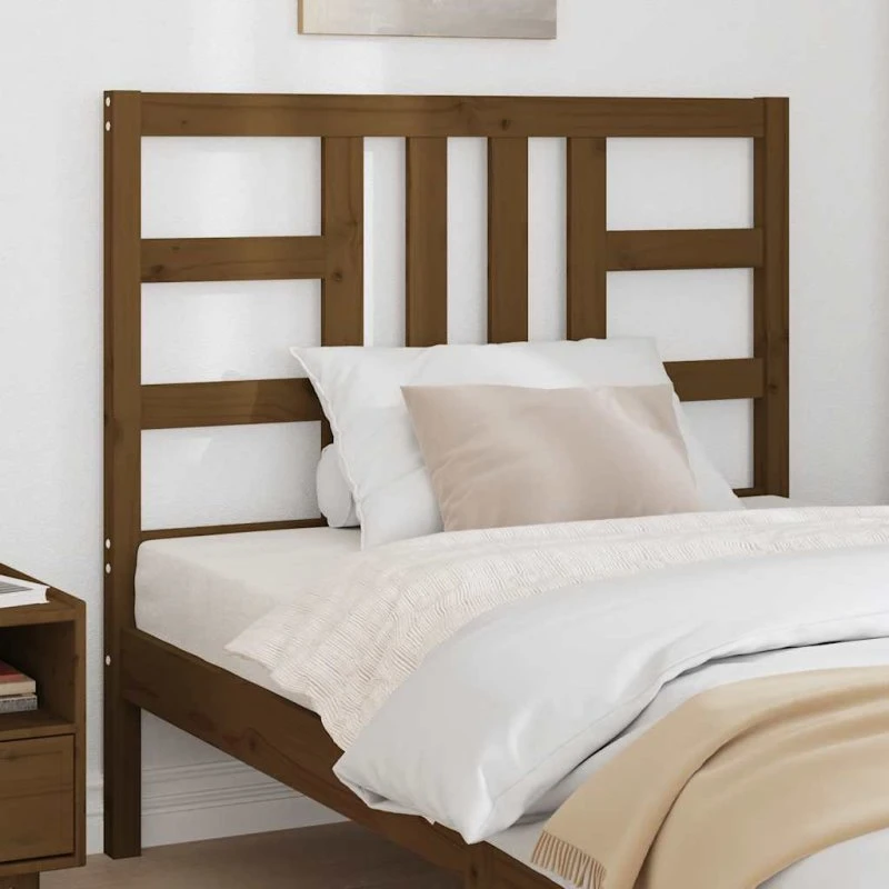 vidaXL sengegærde 106x4x100 cm massivt fyrretræ gyldenbrun