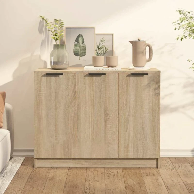 vidaXL skænk 90,5x30x70 cm konstrueret træ Sonoma-eg