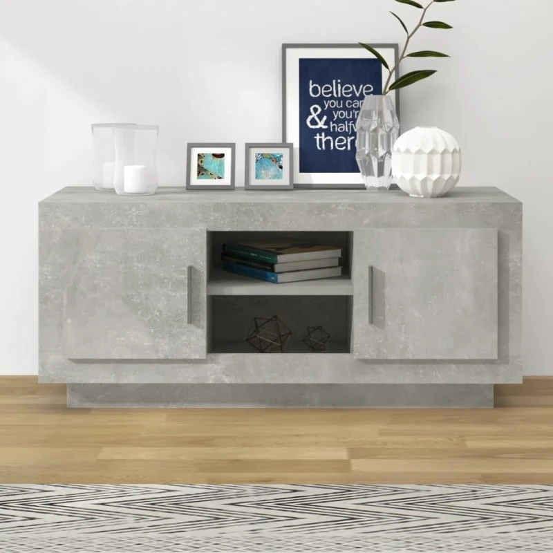 vidaXL TV-bord 102x35x45 cm konstrueret træ, betongrå
