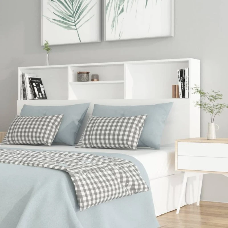 vidaXL sengegavl med opbevaring 160x19x103,5 cm hvid
