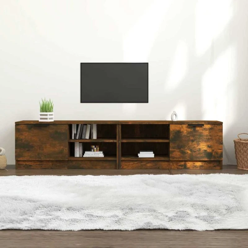 vidaXL TV-borde 2 stk. 80x35x36,5 cm konstrueret træ – Røget eg