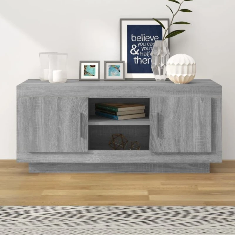 vidaXL TV-bord 102x35x45 cm konstrueret træ, grå sonoma-eg
