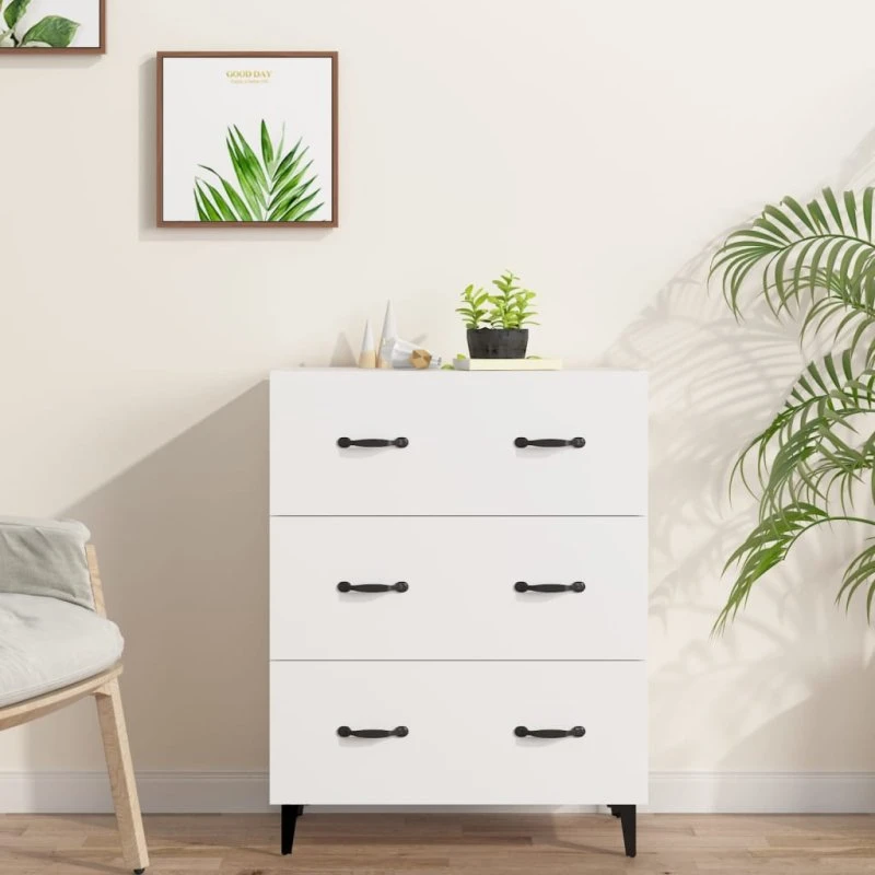 vidaXL skænk 69,5x34x90 cm konstrueret træ, hvid