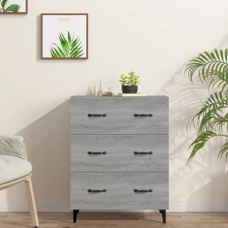 vidaXL skænk 69,5x34x90 cm konstrueret træ, grå Sonoma-eg