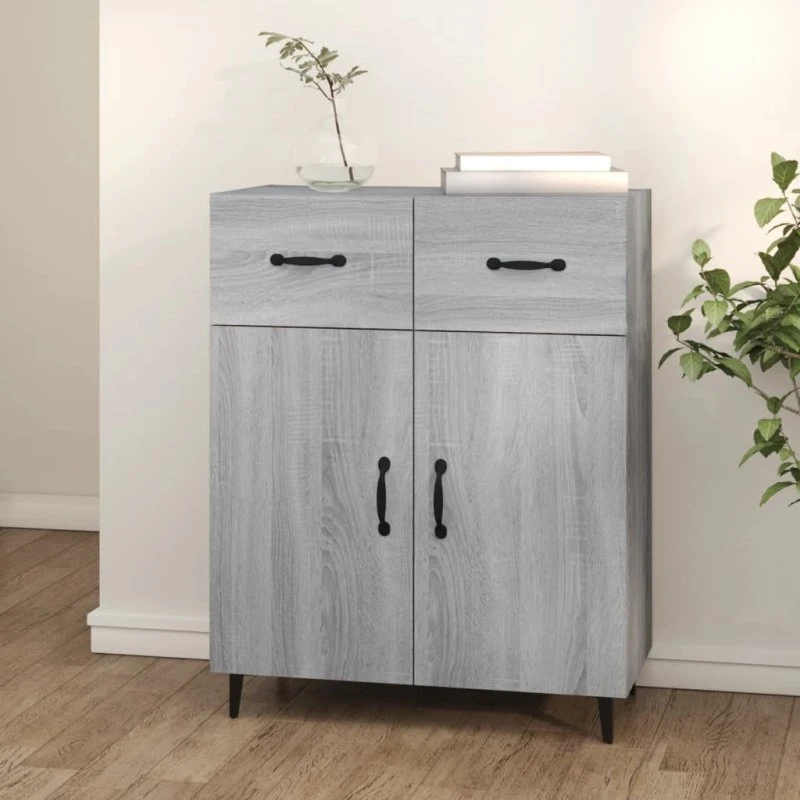 vidaXL skænk 69,5x34x90 cm konstrueret træ grå Sonoma-eg