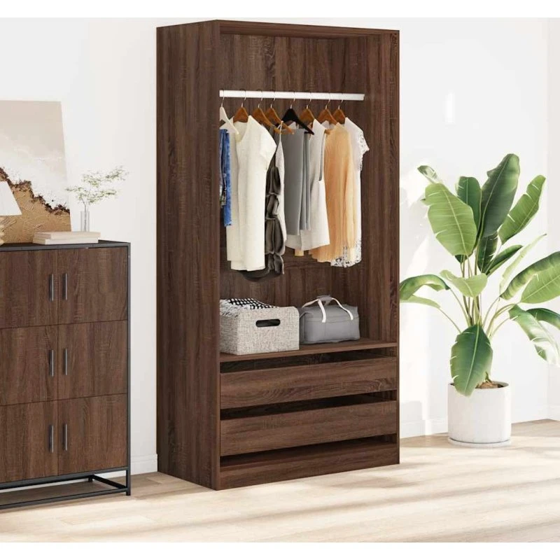 vidaXL klædeskab 100x50x200 cm i brun egetræsfarve