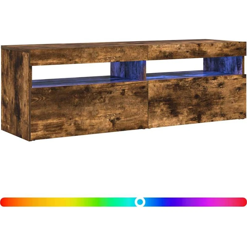 vidaXL TV-bord med LED-lys 120x35x40 cm – røget eg