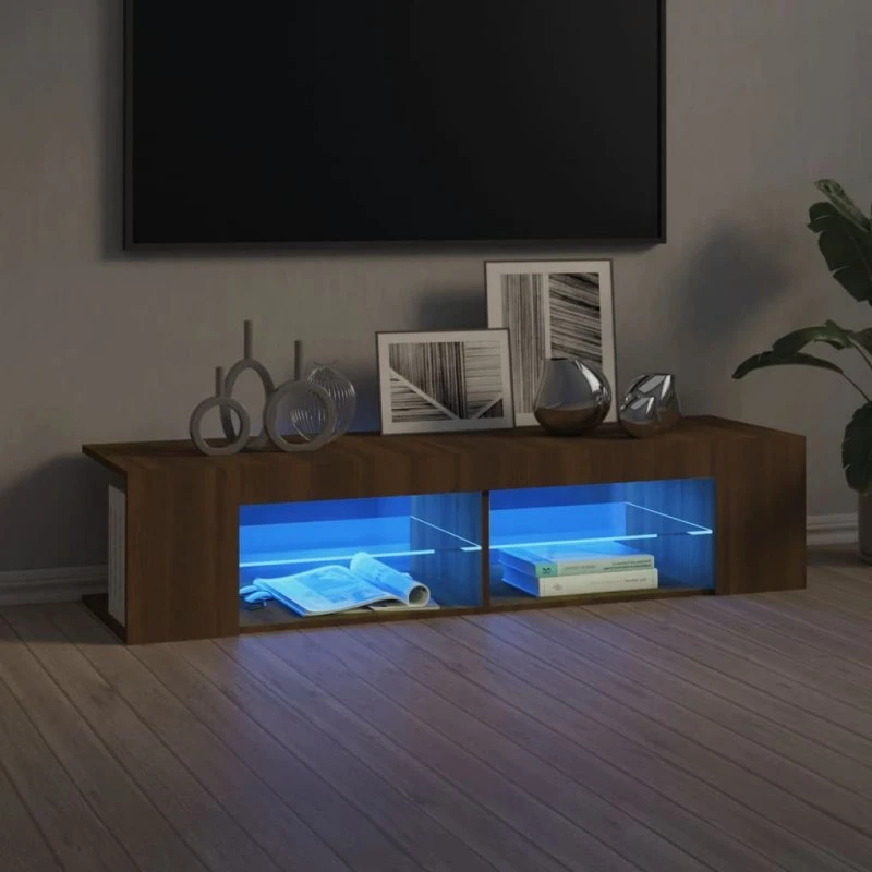 vidaXL TV-bord med LED 135x39x30 cm, brun eg