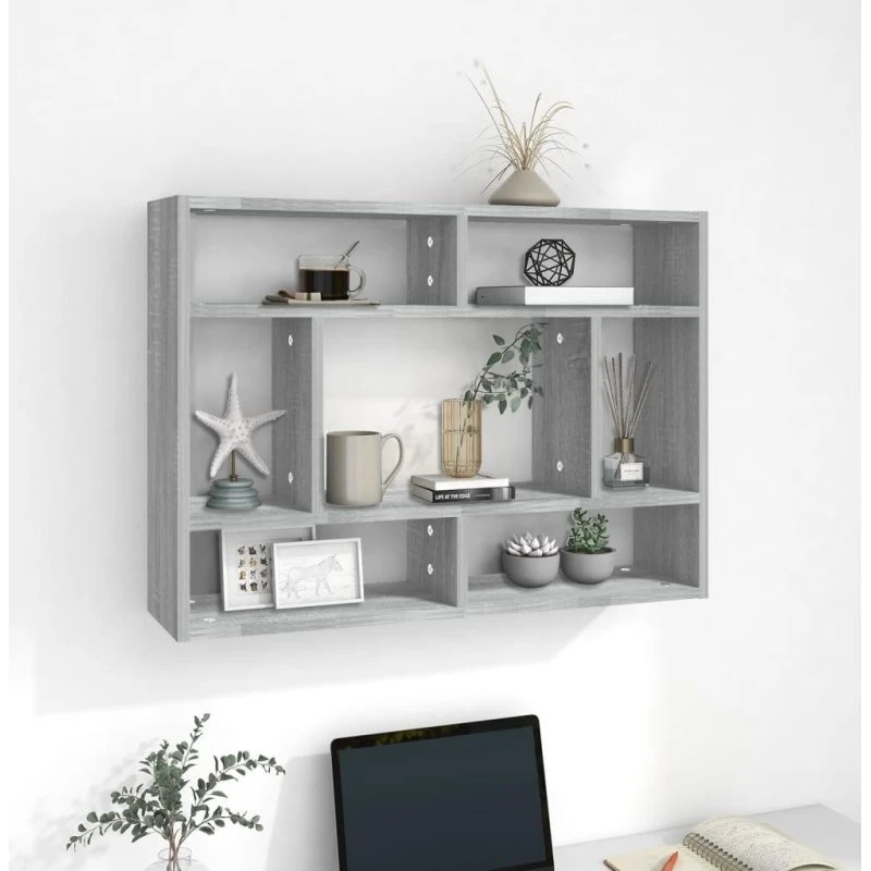 vidaXL væghylde 75x16x55 cm konstrueret træ grå Sonoma-eg
