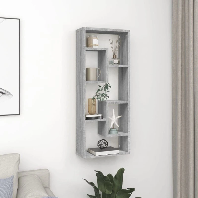 vidaXL væghylde 36x16x90 cm konstrueret træ - grå Sonoma-eg