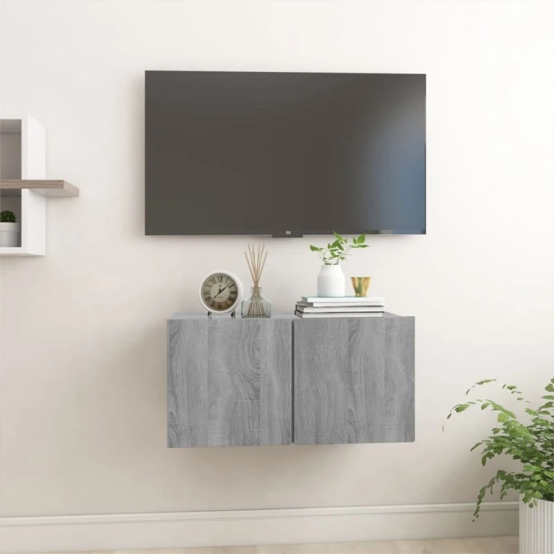 vidaXL væghængt tv-bord 60x30x30 cm grå Sonoma-eg