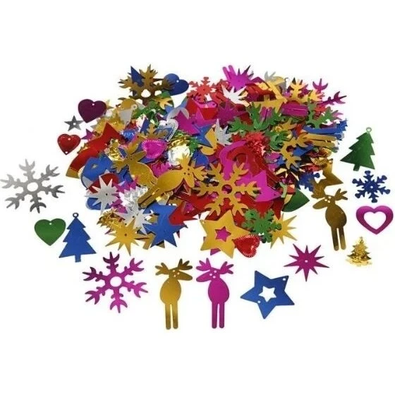 Pailletter Jul 8–50 mm mix, stærke farver 35 g