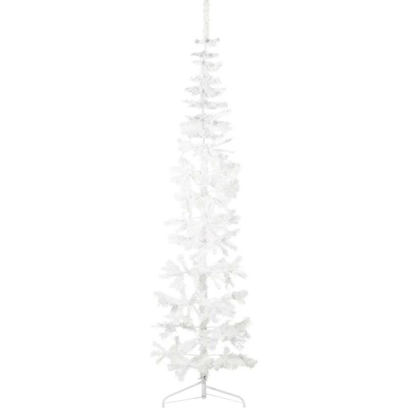vidaXL halvt kunstigt juletræ 240 cm smalt hvid med fod