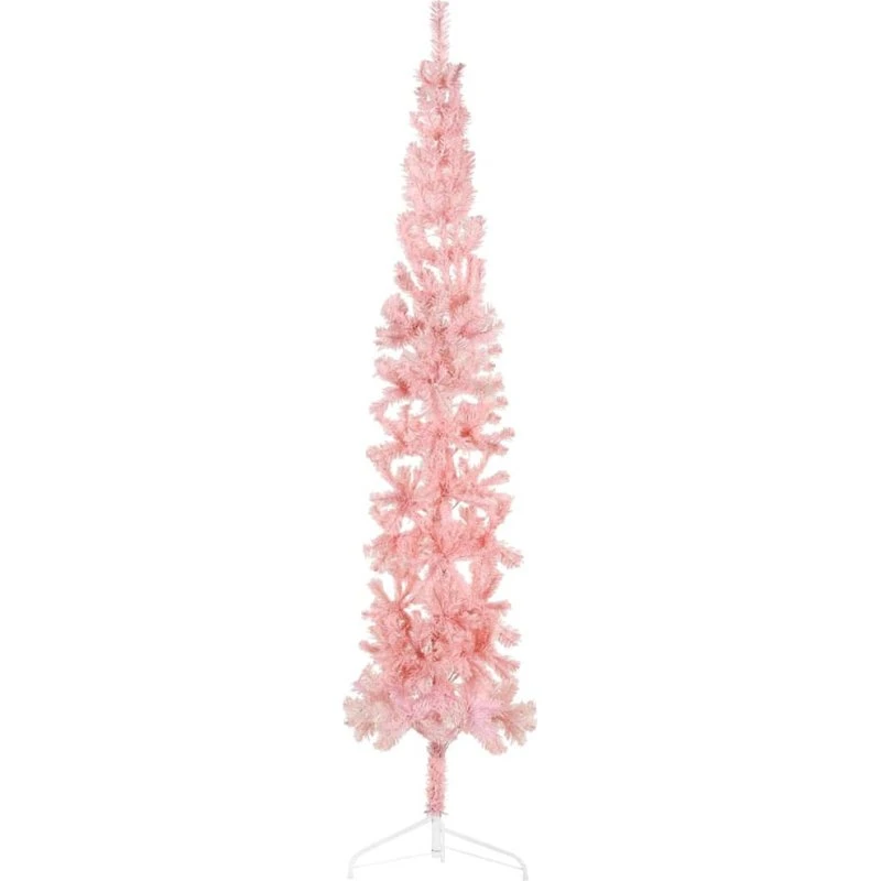 vidaXL kunstigt halvt juletræ 210 cm smalt - pink