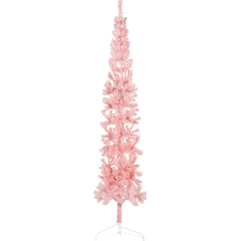 vidaXL kunstigt halvt juletræ 240 cm smalt - pink