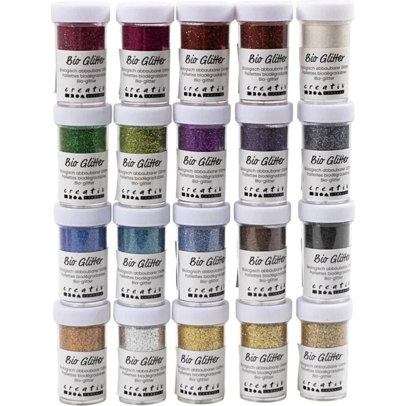Bio-glimmer 20 x 27 ml – Blandede farver