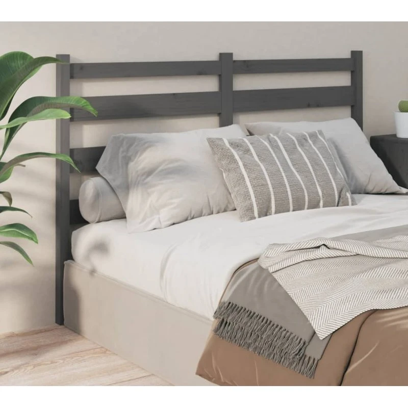 vidaXL sengegærde 146x4x100 cm massivt fyrretræ, grå