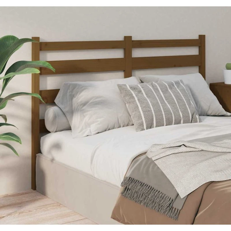 vidaXL sengegærde 166x4x100 cm massivt fyrretræ gyldenbrun