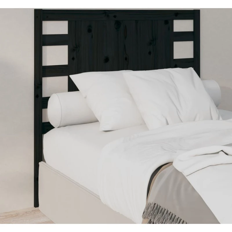 vidaXL sengegærde 81x4x100 cm massivt fyrretræ sort