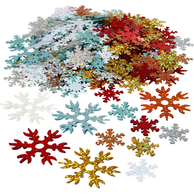 Pailletter jul - iskrystaller ø25+45 mm, ass. farver 250 g