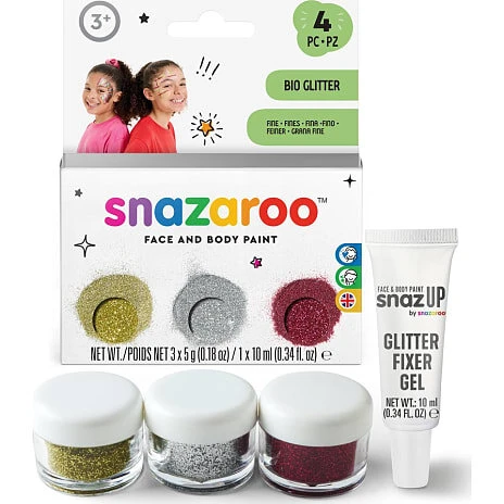 Snazaroo ansigtsmaling glitter 3+ – guld/sølv/rød