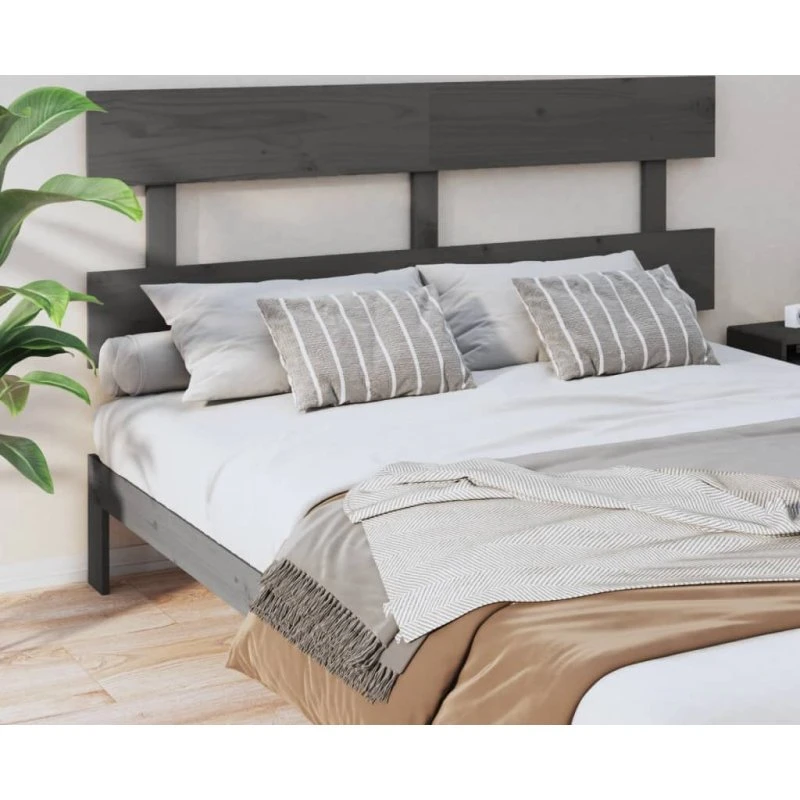 vidaXL sengegærde 154x3x81 cm massivt fyrretræ, grå