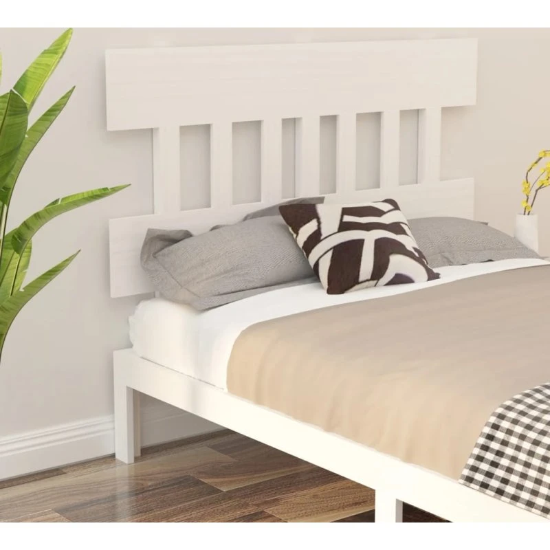 vidaXL sengegærde 123,5x3x81 cm massivt fyrretræ hvid
