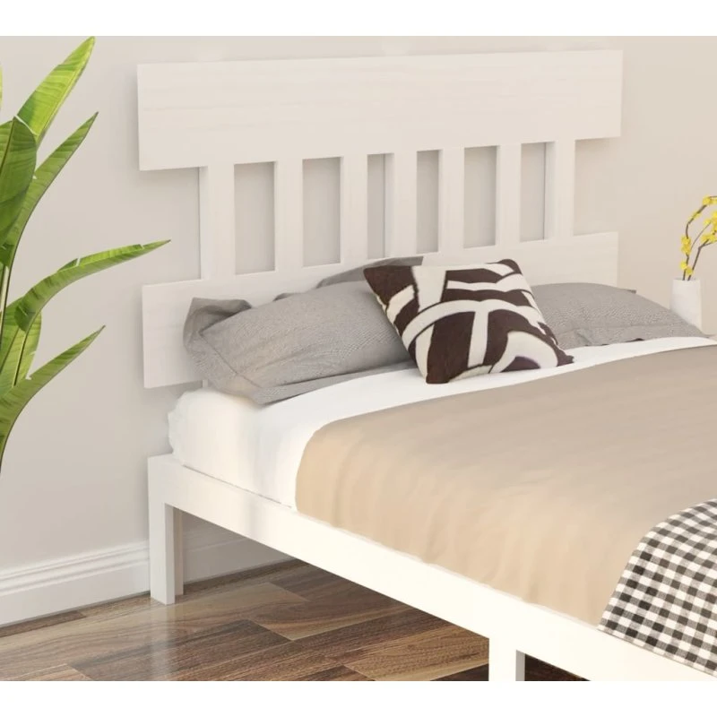 vidaXL sengegærde 203,5x3x81 cm massivt fyrretræ hvid