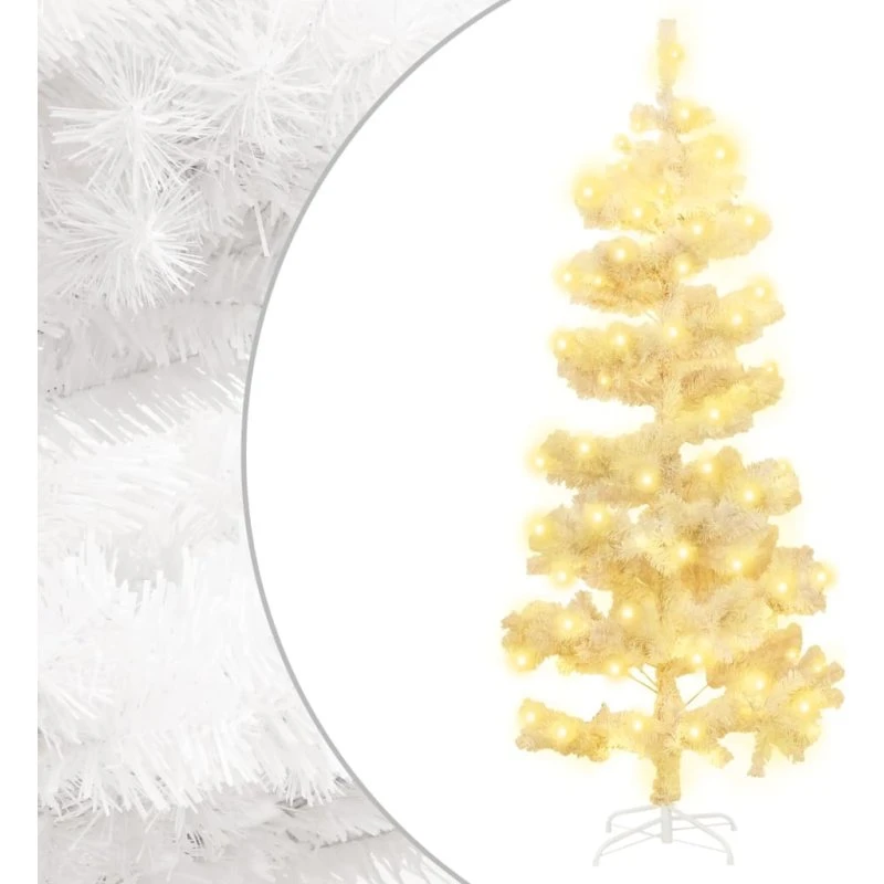 vidaXL snoet juletræ med LED-lys 180 cm PVC hvid