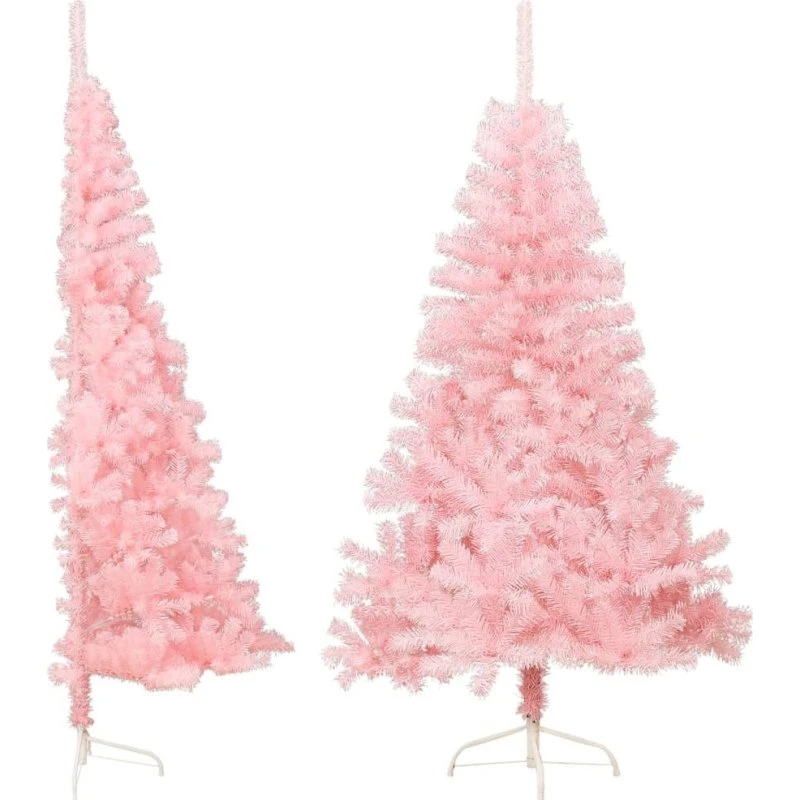 vidaXL halv juletræ 180 cm PVC pink med stålfod