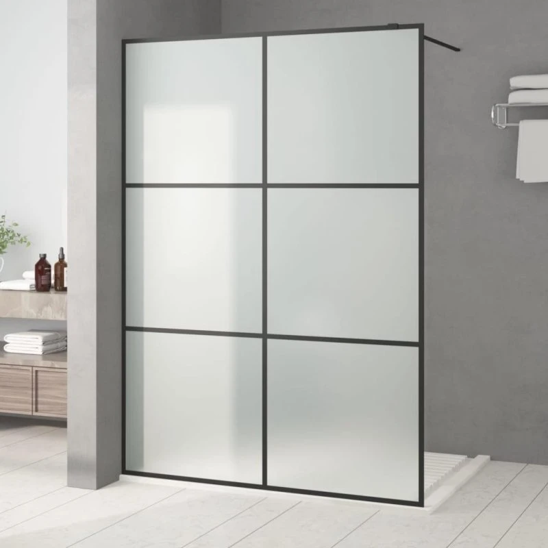 vidaXL brusevæg 140x195 cm matteret sikkerhedsglas, sort