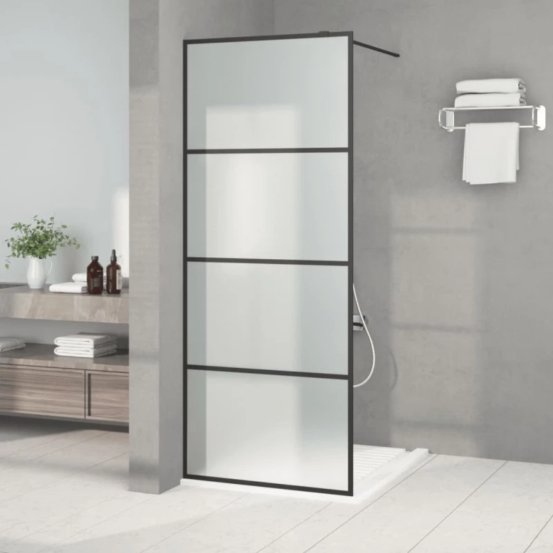 vidaXL brusevæg 80x195 cm matteret sikkerhedsglas sort