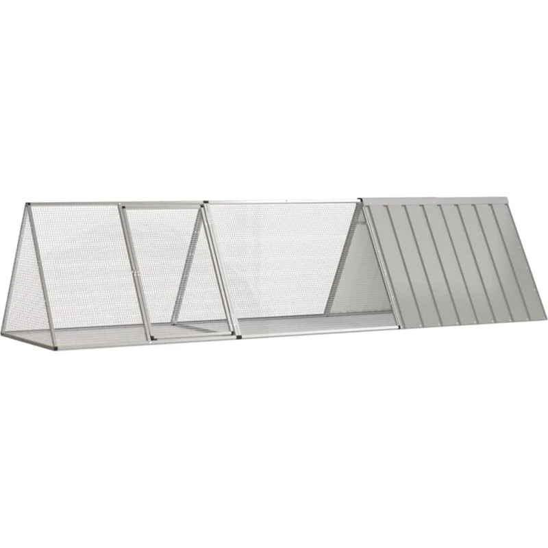 vidaXL kaninbur grå 302,5x80,5x71 cm galvaniseret stål