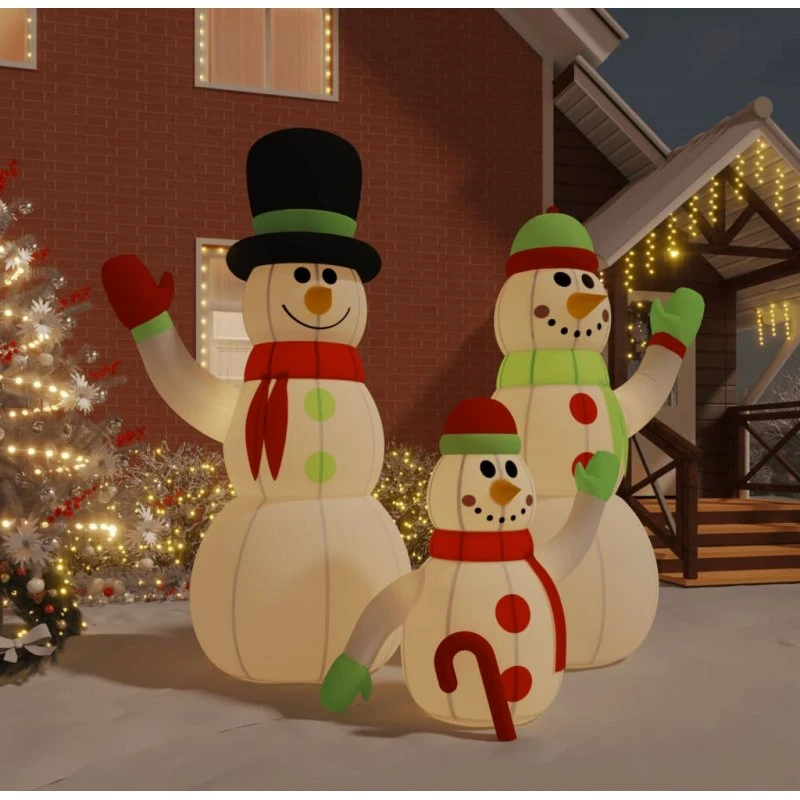 Oppustelig snemandsfamilie med LED - 500 cm