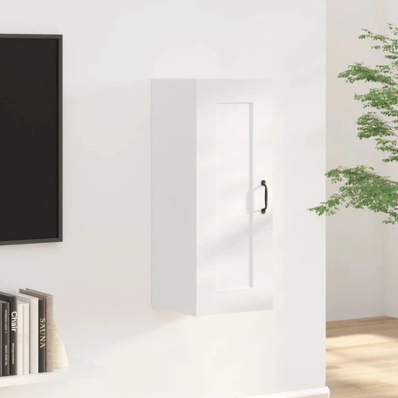 vidaXL vægskab 35x34x90 cm konstrueret træ, hvid højglans