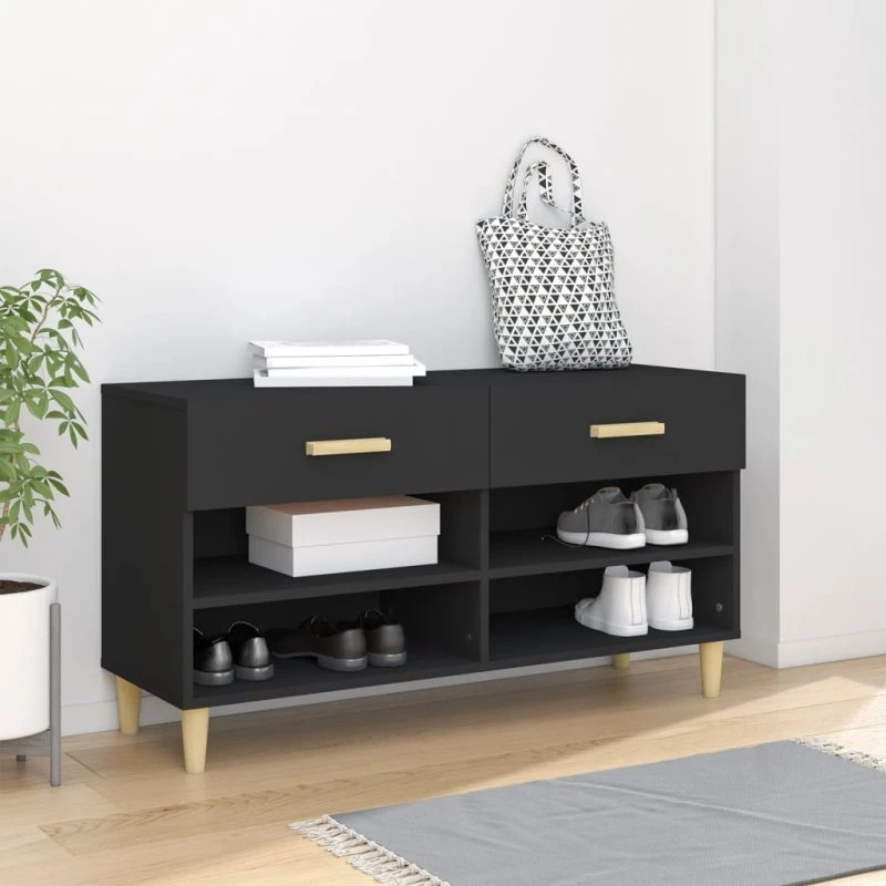 vidaXL skoreol 102x35x55 cm konstrueret træ - sort