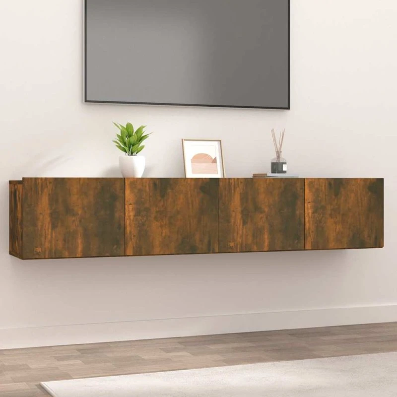vidaXL 2 stk. væghængte tv-skabe 80x30x30 cm, konstrueret træ – røget egetræ
