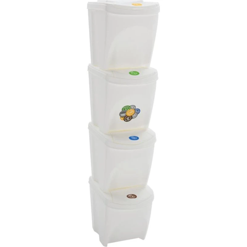 vidaXL stabelbare affaldsspande 4x100 L, hvid polypropylen