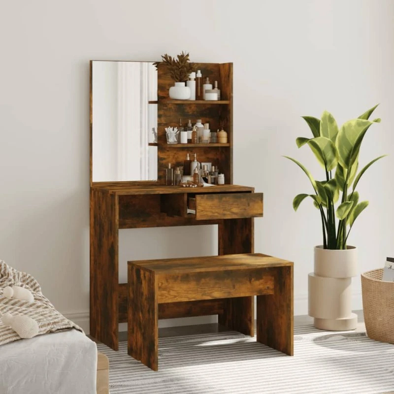 vidaXL konsolbordsæt 74,5x40x141 cm røget egetræ